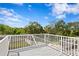 Private deck overlooking lush backyard with a white railing at 10616 Cape Hatteras Dr, Tampa, FL 33615