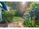Landscaped backyard with patio and mature plants at 509 Langford Cir, Plant City, FL 33563