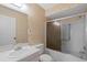 Bathroom with shower/tub combo and updated vanity at 2465 Northside Dr # 701, Clearwater, FL 33761