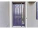 Purple front door with glass sidelights and a modern style at 19065 Malinche Loop, Spring Hill, FL 34610