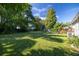 Green backyard with mature trees and a deck at 710 W Braddock St, Tampa, FL 33603