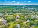 Aerial view showing a single-Gathering home nestled among lush greenery at 18005 Lindawoods St, Odessa, FL 33556