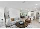 Open living area with light gray sofas, coffee table and view into kitchen at 412 W Paris St, Tampa, FL 33604