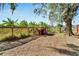 Large backyard with wooden fence and banana trees at 11109 Sumner Rd, Wimauma, FL 33598