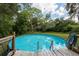 Above ground pool with wooden deck and ladder at 12805 Flint Creek Rd, Thonotosassa, FL 33592