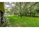 Picturesque backyard with lush greenery and mature trees, creating a peaceful retreat at 16006 Shinnecock Dr, Odessa, FL 33556