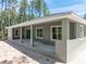 Covered patio with neutral color palette and backyard view at 4729 Majestic Hills Loop, Brooksville, FL 34601