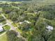 Aerial view showing home, detached garage, pool, and surrounding landscape at 12805 Flint Creek Rd, Thonotosassa, FL 33592
