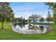 Serene community pond with lush landscaping at 10012 Corso Milano Dr, Tampa, FL 33625