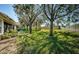 Landscaped backyard with lush grass and mature trees at 656 Spring Lake W Cir, Tarpon Springs, FL 34688