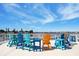 Stunning water view from a dock with colorful chairs at 1868 Shore S Dr # 207, South Pasadena, FL 33707