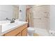 Accessible bathroom with a roll-in shower, grab bars, and a single vanity with a sleek faucet at 214 Cape Harbour Loop # 105, Bradenton, FL 34212