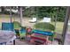 Relaxing screened porch with wicker furniture and backyard view at 2392 Indigo Dr, Clearwater, FL 33763