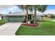 Single-story house with green walls, gray roof, and palm trees at 11111 Dormie Dr, San Antonio, FL 33576