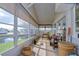 Bright and airy screened porch with water views, wicker furniture, and natural light at 4976 Britni Way, Zephyrhills, FL 33541