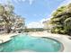 Enjoy the waterfront view with this tranquil pool and surrounding tropical landscape at 6710 Myrna Dr, Tampa, FL 33619