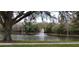 Tranquil pond with fountain and lush greenery at 4467 Worthington Ct, Palm Harbor, FL 34685
