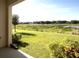 Spacious backyard with a tranquil view of a lake and lush greenery at 10823 Verawood Dr, Riverview, FL 33579