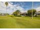 Home's backyard with pond and golf course views at 10211 Cleghorn Dr, San Antonio, FL 33576