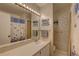 Bathroom with a vanity, framed mirrors, decorative accents and a shower with curtain at 428 Windrush Bay Dr, Tarpon Springs, FL 34689