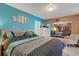 Main bedroom with large bed, unique wall art, and ample closet space at 2298 Netherlands Dr # 4, Clearwater, FL 33763