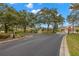 Gated entrance to a community with lush landscaping and paved roads at 30735 Lanesborough Cir, Wesley Chapel, FL 33543