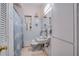 Clean bathroom with shower, toilet and double sink at 2406 S Clark Ave, Tampa, FL 33629