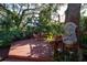 Relaxing patio area with a fountain and seating at 2406 S Clark Ave, Tampa, FL 33629