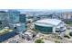 Aerial view of the neighborhood, showing nearby arena and city skyline at 1000 Water St # 1402, Tampa, FL 33602