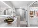 Modern bathroom with decorative vessel sink, a custom shower and tile flooring at 4608 Apple Ridge Ln, Tampa, FL 33624