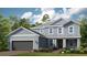 Two-story house with gray siding, dark gray garage door, and landscaping at 11178 Manor House Ln, Odessa, FL 33556