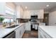 Modern kitchen with white cabinets, stainless steel appliances and quartz countertops at 3405 E 33Rd Ave, Tampa, FL 33610