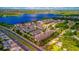 Aerial view of community, highlighting the waterfront location and townhomes at 2001 Palm Key Ave, Oldsmar, FL 34677