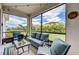 Spacious screened porch with comfortable seating and backyard view at 5521 Limelight Dr, Apollo Beach, FL 33572