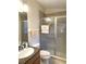 Bathroom with shower/tub combo and granite countertop at 18833 Bent Pine Dr, Hudson, FL 34667