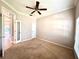 Well-lit bedroom with carpet flooring and ceiling fan at 10411 Riverburn Dr, Tampa, FL 33647