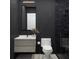Bathroom with dark tile, floating vanity, and a large walk-in shower at 1076 Snell Isle Ne Blvd, St Petersburg, FL 33704