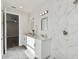 Modern bathroom with double vanity, marble shower, and spacious layout at 3119 W Cypress St, Tampa, FL 33607