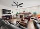 Spacious living room featuring a fireplace and ample seating at 14173 Pullman Dr, Spring Hill, FL 34609