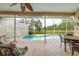 Relaxing screened pool area with patio furniture and lush landscaping at 12923 Carlington Ln, Riverview, FL 33579