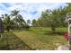 Landscaped backyard with spacious lawn and partial golf course view at 12923 Carlington Ln, Riverview, FL 33579