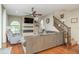 Spacious Gathering room featuring a fireplace and built-in shelving at 12923 Carlington Ln, Riverview, FL 33579