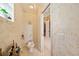 Powder room featuring decorative walls, a bidet, and a small storage rack at 168 Rue Des Chateaux, Tarpon Springs, FL 34688
