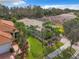 Aerial view of a charming home with a tile roof and lush landscaping at 15810 Cobble Mill Dr, Wimauma, FL 33598