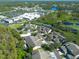 Aerial view of townhomes nestled in a serene landscape near water at 11220 Port Douglas Dr, New Port Richey, FL 34654