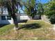 Spacious backyard featuring a palm tree, mature trees and partial fence at 4803 Guardian Ave, Holiday, FL 34690