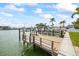 A private waterfront dock with a boat lift, set against a tranquil water view at 7886 9Th S Ave, St Petersburg, FL 33707
