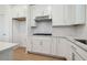 This stunning kitchen features white cabinets, stainless steel appliances, and a stylish backsplash at 6681 Michael Favor Way, Wesley Chapel, FL 33545