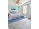 Comfortable bedroom featuring soft blue walls, a ceiling fan, and bright natural light at 2857 Brewster Rd, North Port, FL 34288