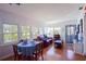 Sunroom with water views, seating area, and dining table at 10931 Clara Ln, St Petersburg, FL 33708